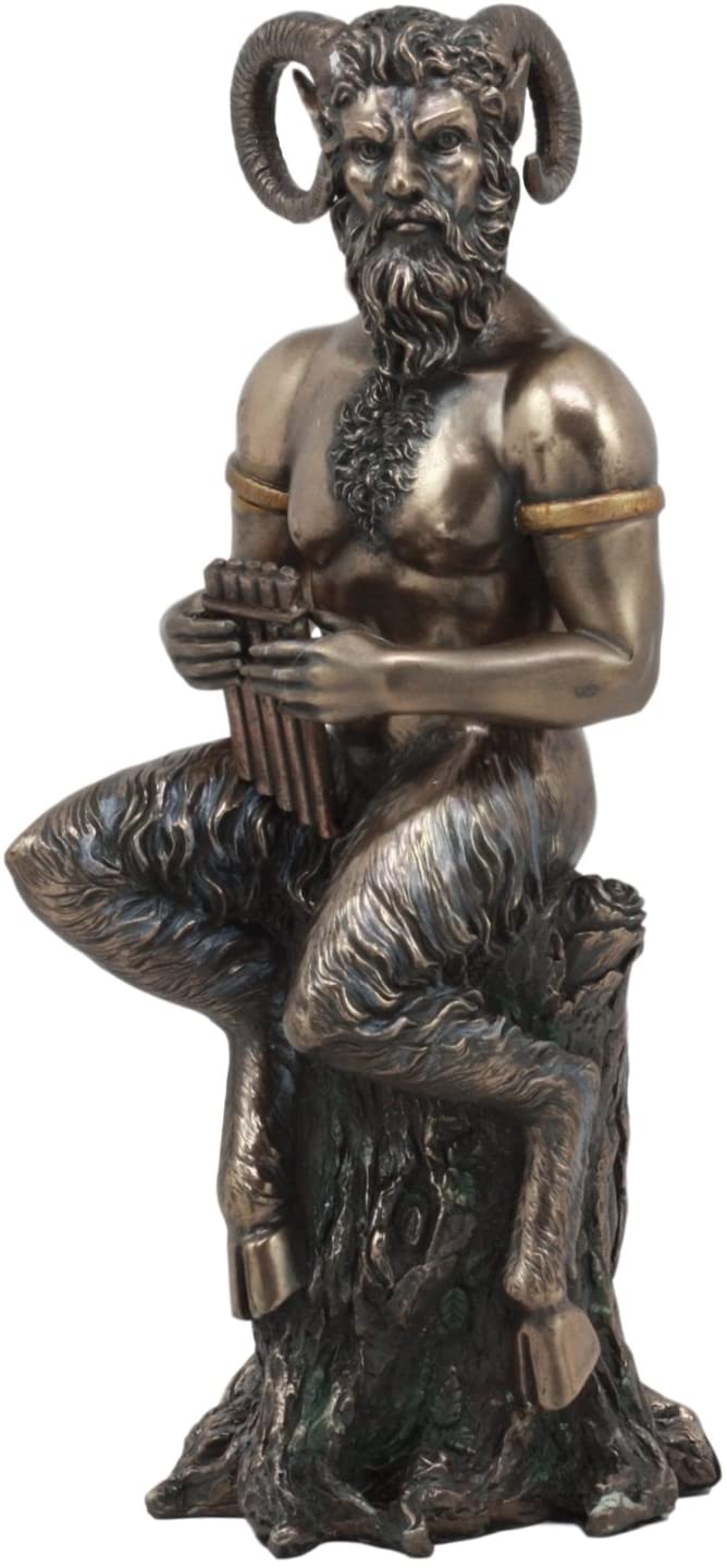 Greek God Pan Statue 9.75"Tall Deity Of The Wild Pan Playing The Flute Figurine - Ebros Gift