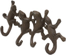Ebros Cast Iron Rustic Animal Reptile Gecko Lizards Tails 4 Pegs Quad Wall Hooks 9.25" Wide Hanger Lizard Geckos Themed Wall Mount Leash Coat Hat Keys Hook Decor Hanging Sculpture Plaque