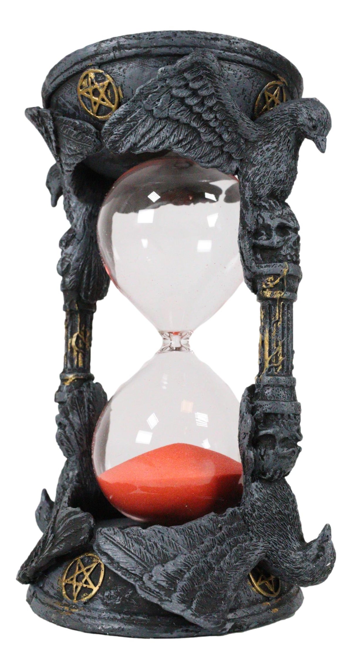 Gothic Alchemy Pentagram Circle Raven Crows Skull Pillars Sand Timer Sandtimer