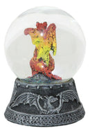 Small Mythical Fire Lava Volcanic Hyperion Dragon Glitter Water Globe Figurine