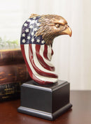 Patriotic Bald Eagle On USA Star Spangled Banner Flag Bust Electroplated Statue