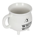 Wicca Sacred Crescent Moon And Stars White Witch Cauldron Mug Cup With Handle