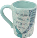 Ebros Nautical Blue Mermaid Kisses Starfish Wishes Ceramic Mug 18oz, Set of 2