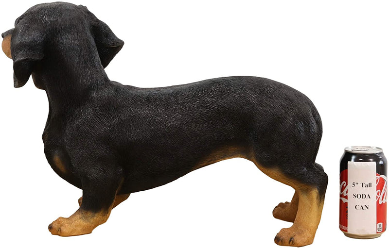 Ebros Large Lifelike Realistic Black and Tan Dachshund Dog Statue 19.5" Long