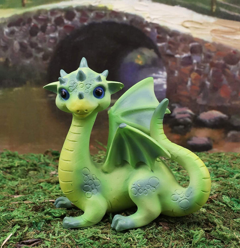 Ebros Whimsical Adorable Green Dinosaur Dragon with Spiked Head Figurine 3" Tall