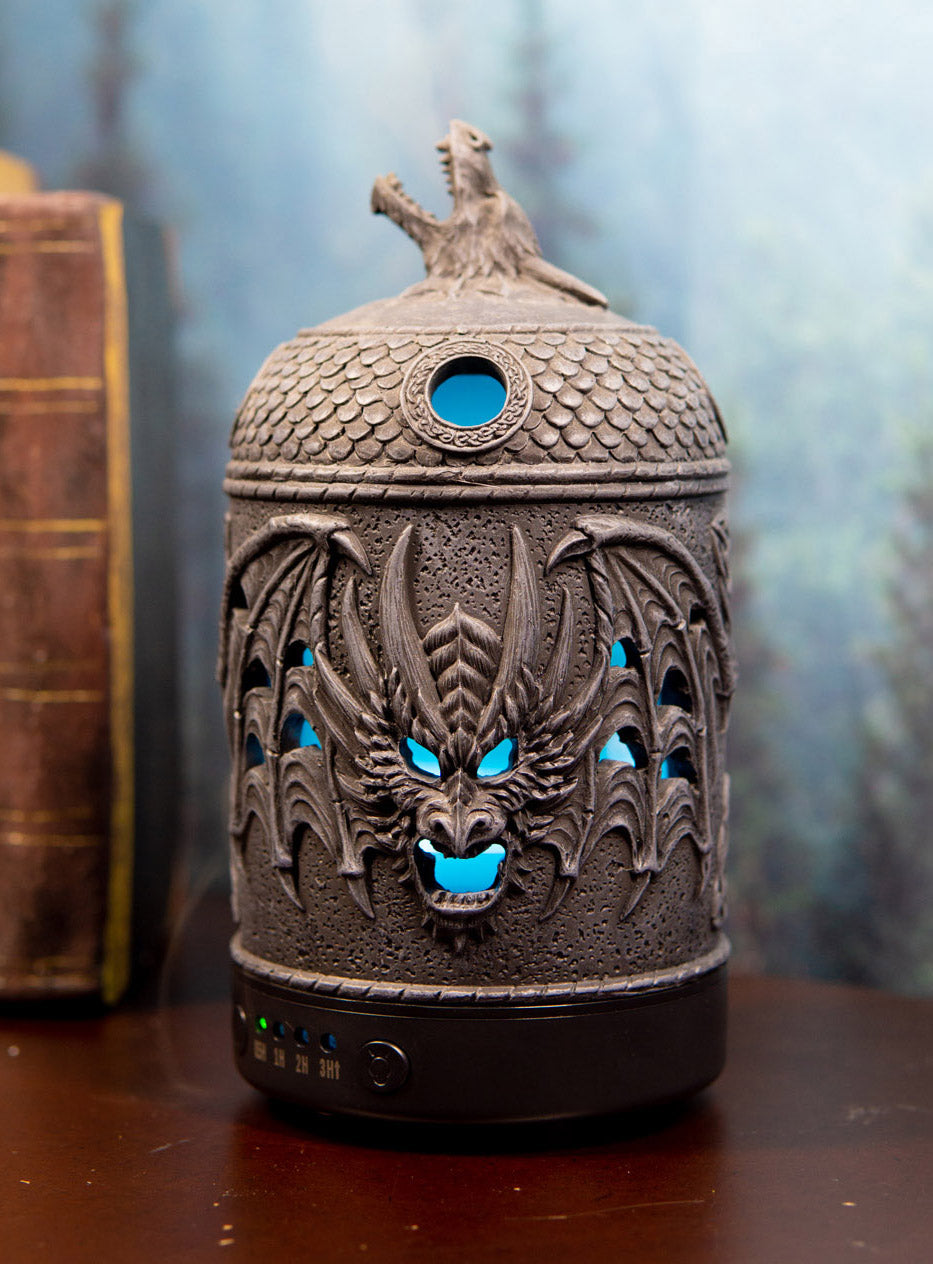 Ebros Celtic Knotwork Winged Dragon Skull Oil Diffuser With Colorful L ...