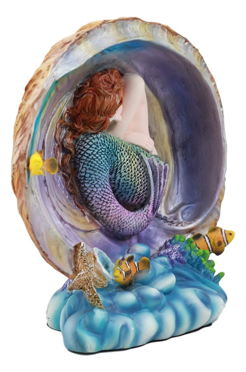 Ebros Sheila Wolk Mermaid Pearl Sleeping Mermaid Inside An Oyster Shell Statue