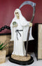 12.75" Tall Holy Death Santa Muerte Holding Scythe In White Tunic Robe Statue