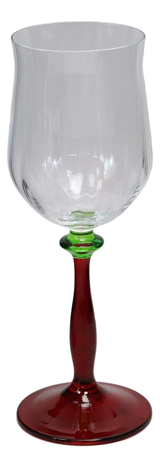 Italian Set of 6 Beveled Champagne Wine Glasses With Infused Colorful Stems