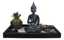 Vitarka Mudra Buddha Zen Garden With Lotus Candle Holder Sand Faux Succulent