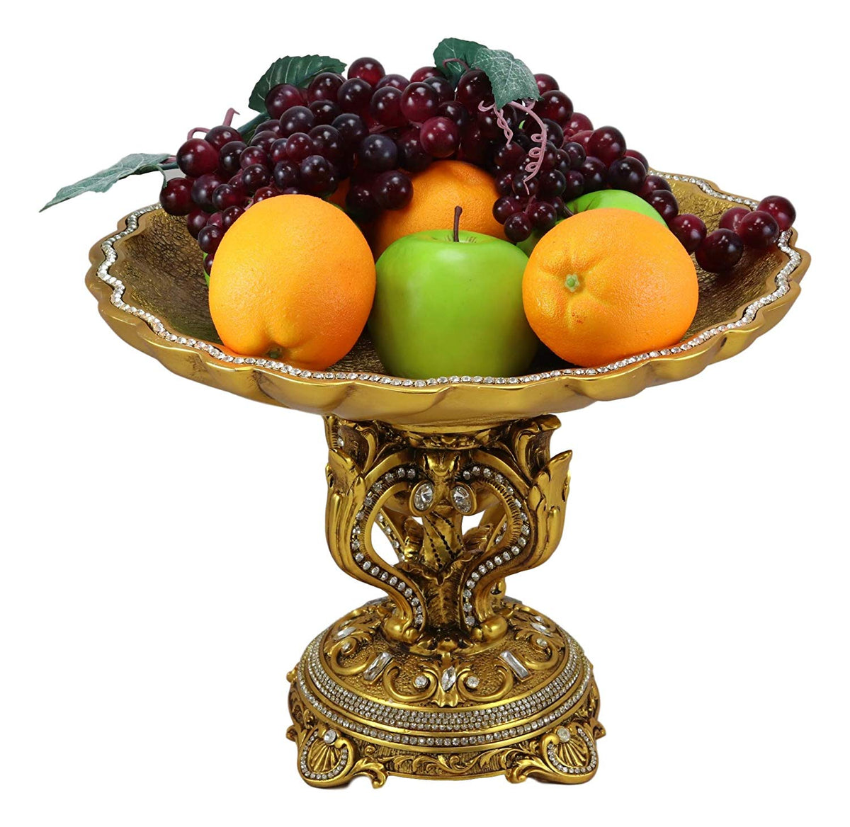 Ebros Gift Vintage Antique Baroque Design Large Round Bowl Dish 14.5" Dia - Ebros Gift