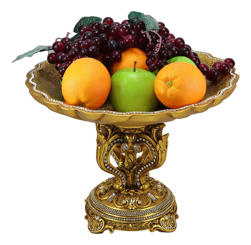 Ebros Gift Vintage Antique Baroque Design Large Round Bowl Dish 14.5" Dia