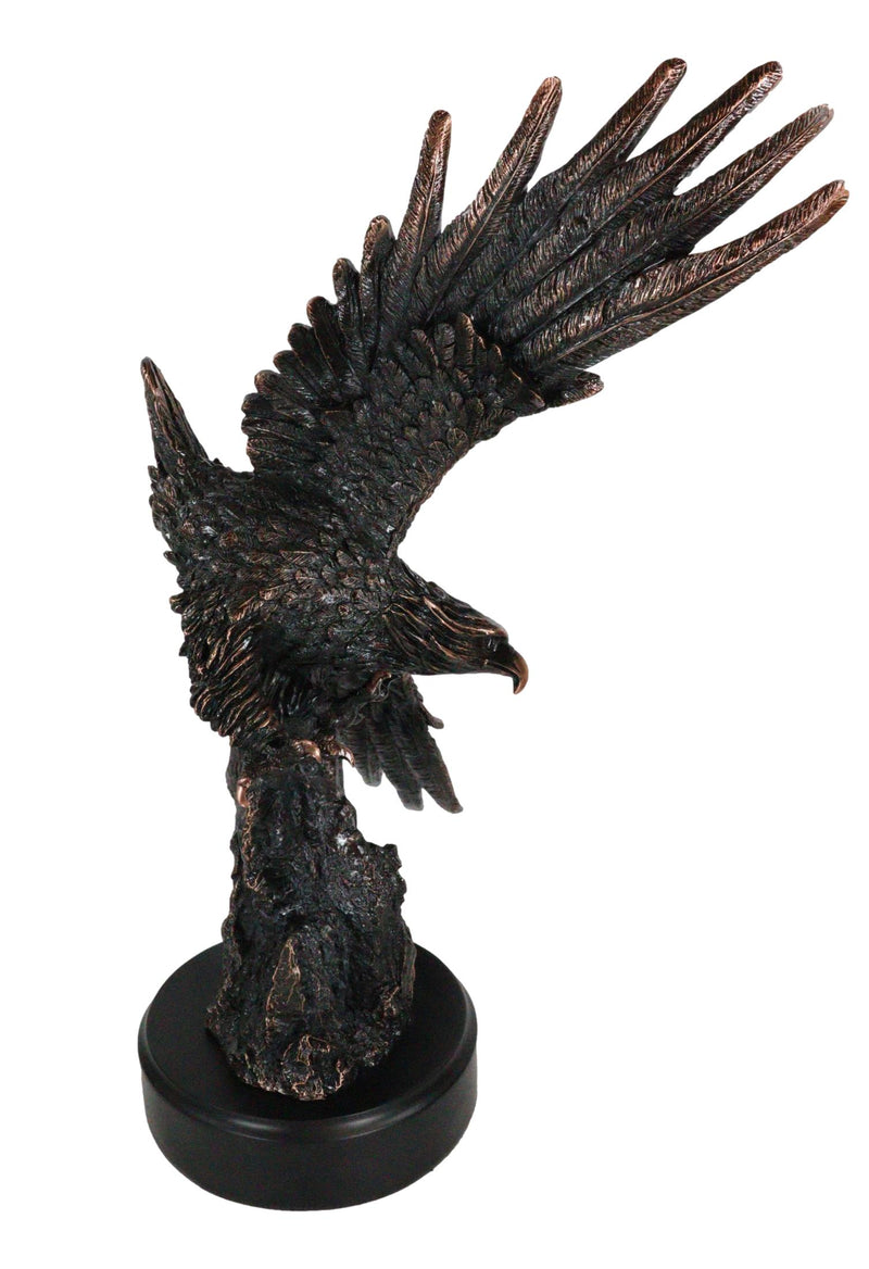 Large Wings of Glory Bald Eagle Diving Towards Mountain Statue With Base 17"H