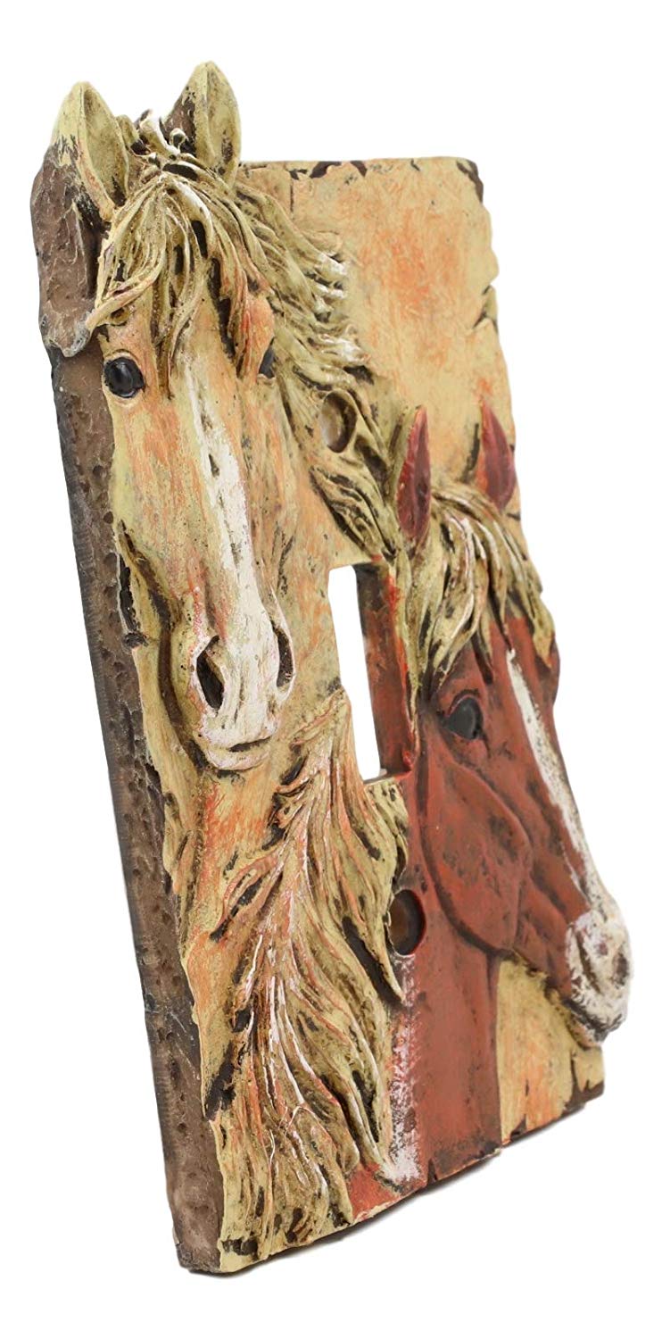 Rustic Western Chestnut Palomino Horses Single Toggle Switch Plate Cover 2pc Set