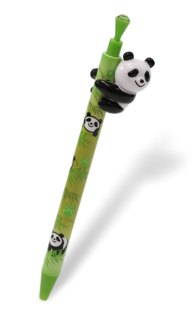 Pack Of 4 Panda Bear Cub Climbing On Bamboo Green Ballpoint Ball Black Ink Pens - Ebros Gift
