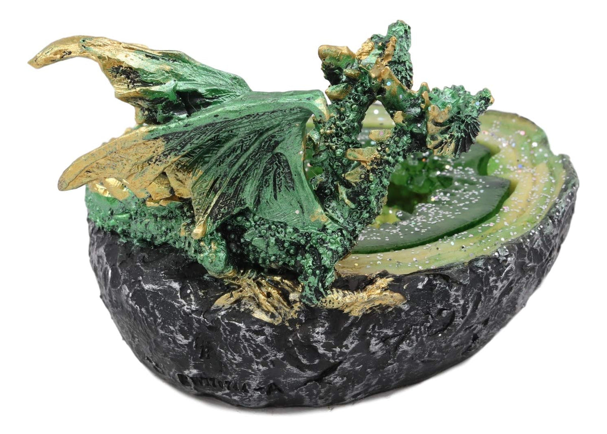Ebros Green Hydra Dragon Guarding Emerald Pool Crystal Quarry Cigarette Ashtray Statue - Ebros Gift