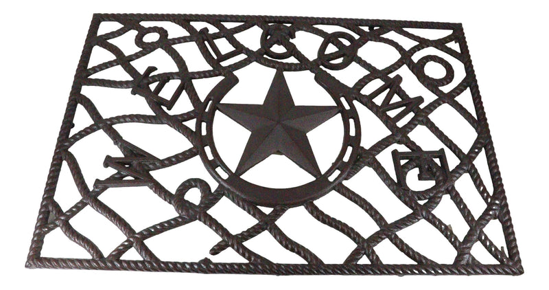 Rustic Western Welcome Horseshoe Star Ropes Cast Iron Floor Mat Doormat 28X18