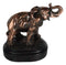 Small African Elephant Calf With Trunk Raised Bronzed Resin Figurine On Base