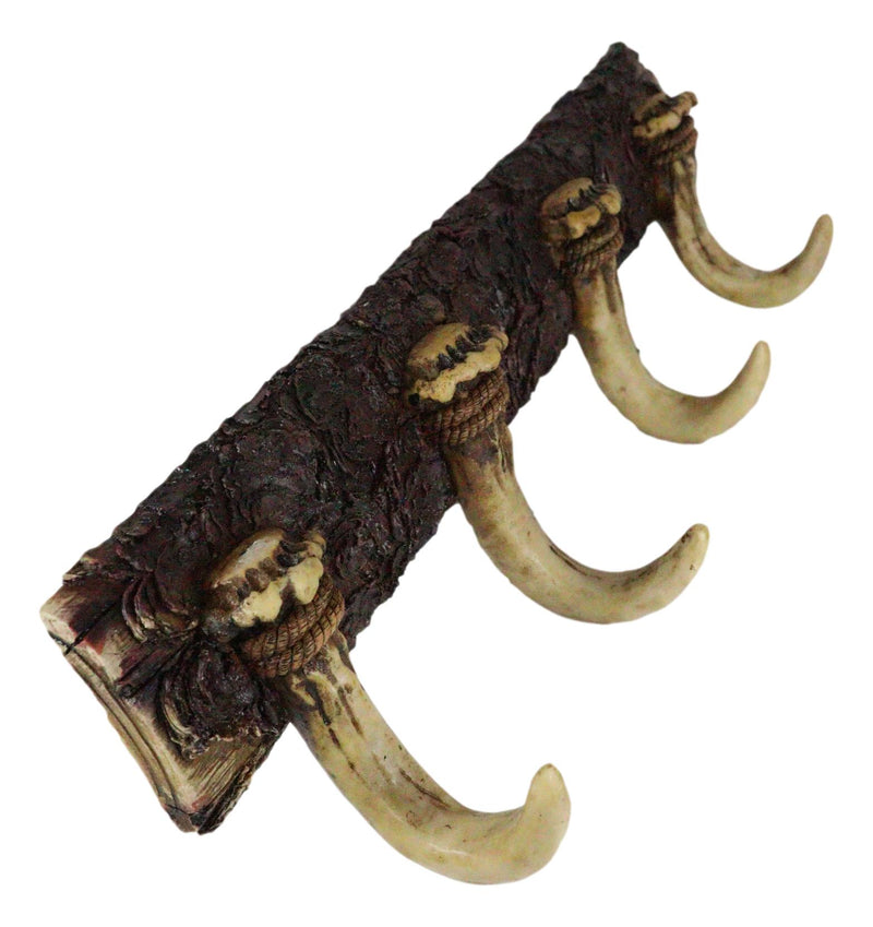 Vintage Western Rustic Stag Deer Crown Antlers 4-Pegs Wall Coat Keys Hooks Decor