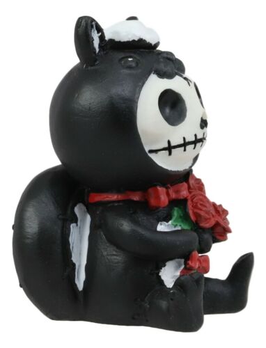 Furrybones Valentines Odo The Skunk Red Roses Skeleton Monster Ornament Figurine - Ebros Gift