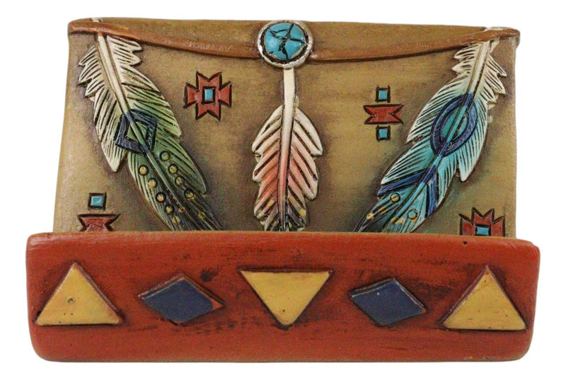 Southwestern Tribal Indian Navajo 3 Feathers Turquoise Dreamcatcher Card Holder