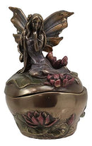 Ebros Gift Art Nouveau Water Lily Fairy Small Trinket Decorative Box 3" High Jewelry Keepsake