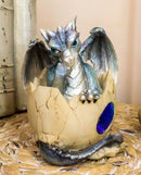 Ebros September Birthstone Dragon Egg Statue 4.25" Tall Blue Sapphire September Birthstone Gem Symbol Hatchling Dragon Collector Figurine