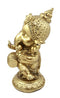 Hindu Elephant God Ritual Dancing Ganesha With Mridangam Drum Golden Statue 6"H