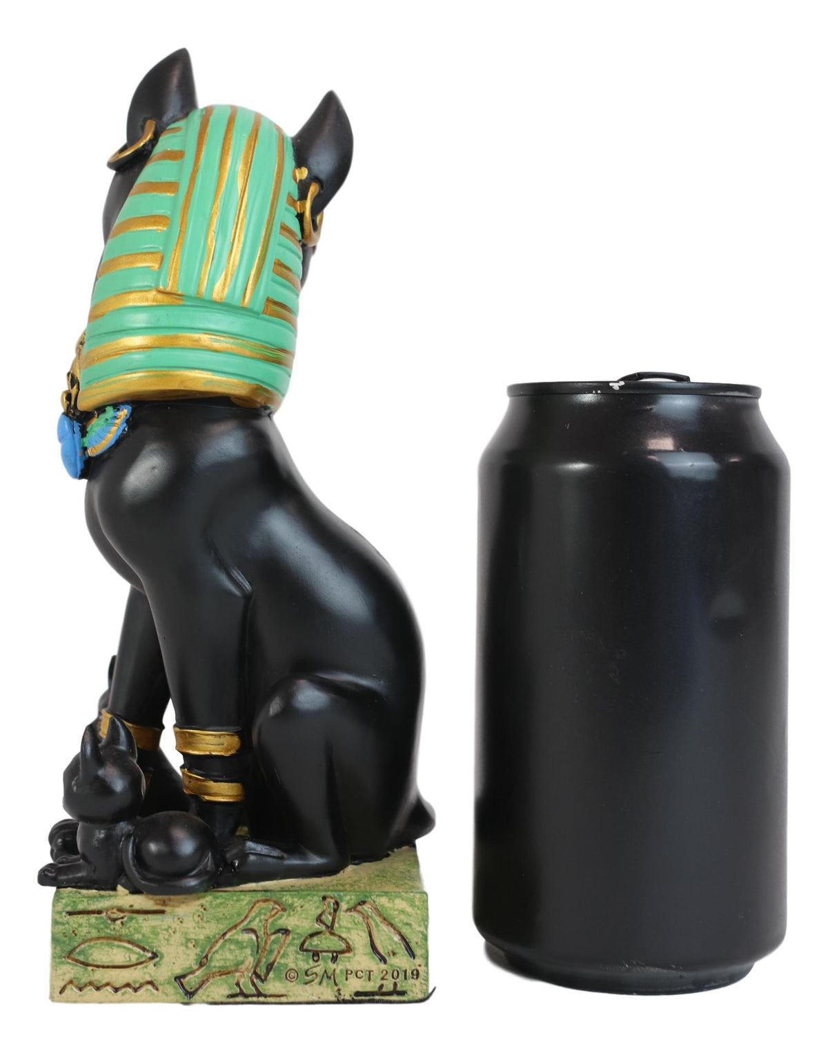 Egyptian Goddess Sitting Cat Bastet Mother With Kittens Statue in Vivid Colors