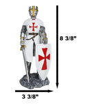 White Cloak Medieval Crusader Swordsman With Shield Of Faith Knight Figurine