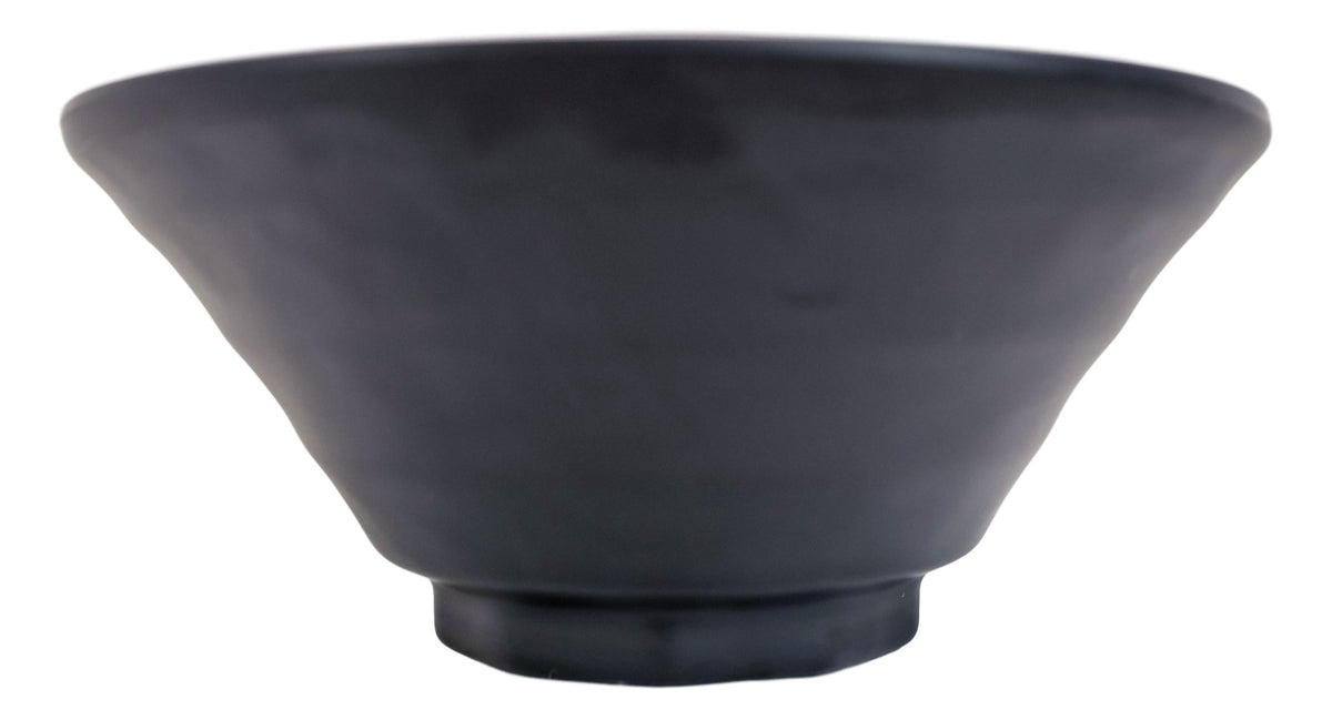 Pack Of 6 Modern Black Matte Melamine Large Soup Salad Pasta Ridged Bowls 62oz