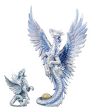 Ebros Mother And Baby Cloud Wind Dragon Wyrmling Statue Figurine SET OF 2