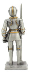 Ebros Pewter English Knight Statue 4" H Medieval Suit Of Armor Knight With Javelin Pole-arm Pewter Figurine Collectible