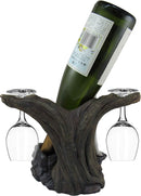 Ebros Wine of The Wild Howling White Wolf Wine Holder Set with Glasses, 10-inch