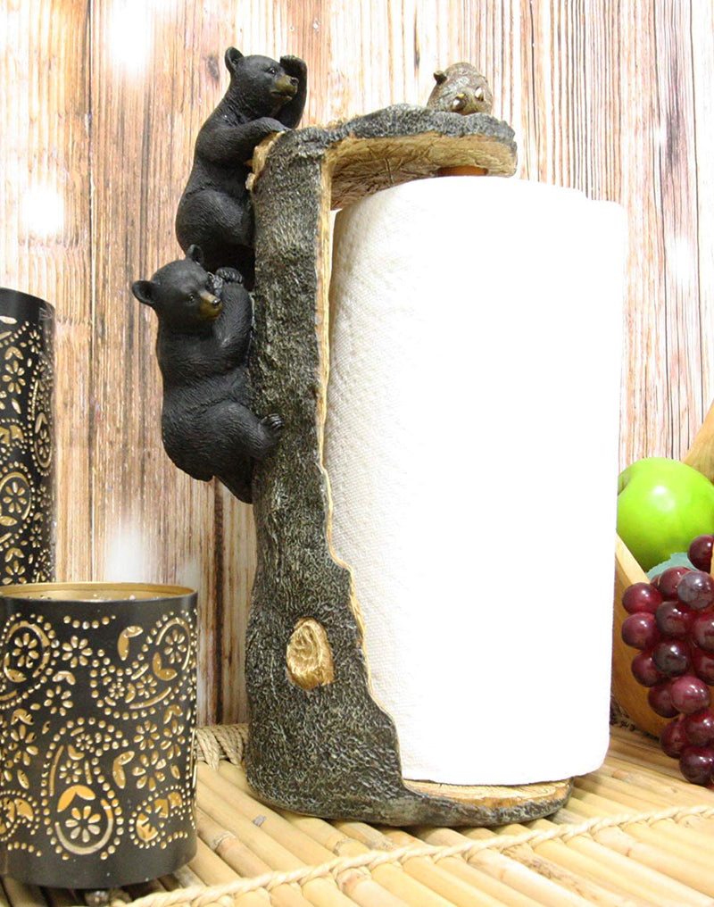 Ebros Rustic Woodland Climbing Bears With Honeycomb Bees Paper Towel Holder
