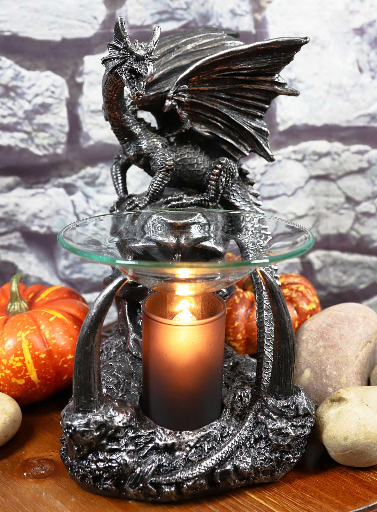 Ebros Skull Graveyard Dragon Electric Oil Burner Or Tart Warmer Statue 8.5" Tall - Ebros Gift