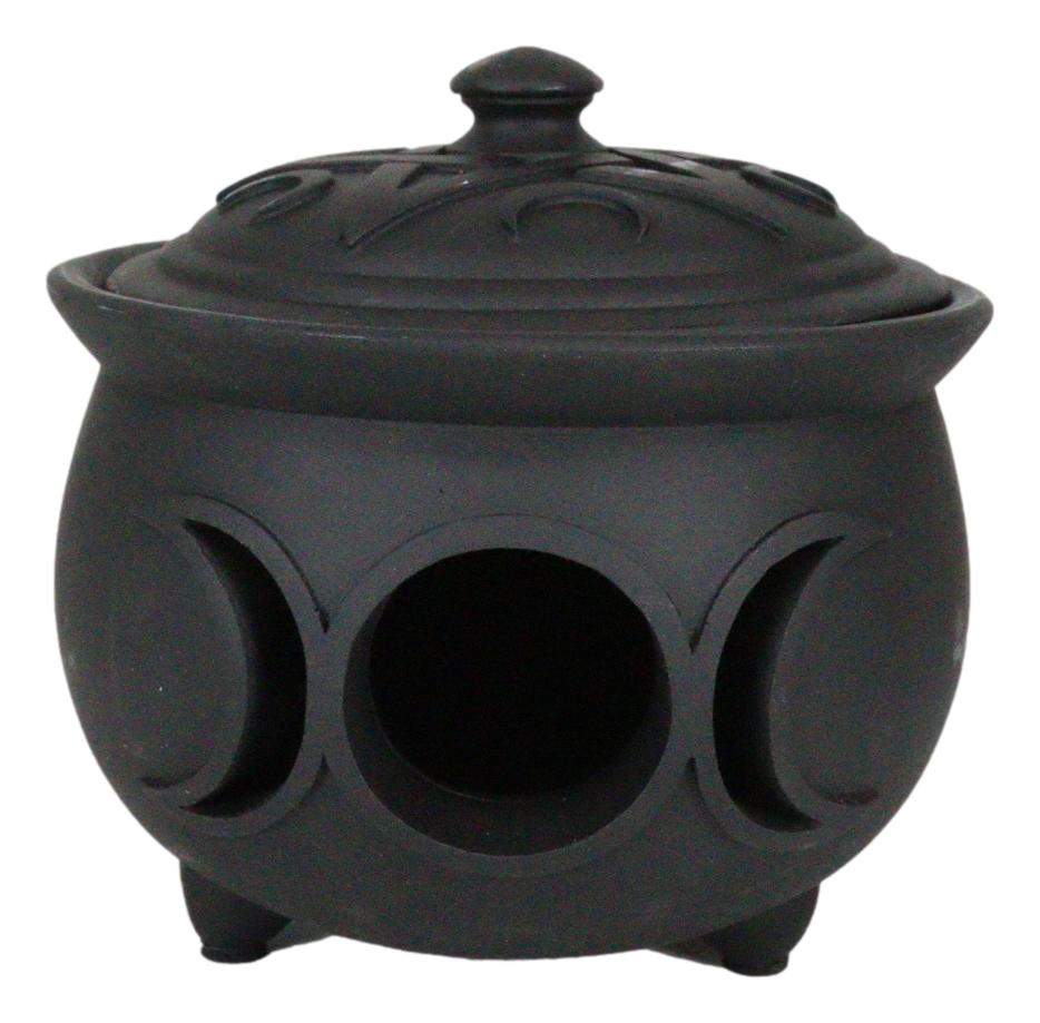 Wicca Triple Moon Goddess Cutout Cauldron Pot For Trinkets Crystals Holder