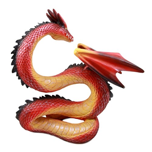 Ebros Gift Red Magma Imperial Long Serpentine Dragon Decorative Figurine 10.75"H