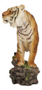 Sultan Orange Bengal Tiger On Rock Statue 7.25"Long Giant Cat Wild Animal Decor