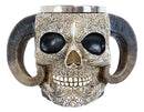 Ram Horned Tribal Floral Lace Tooled Skull Beer Stein Tankard Coffee Cup Mug