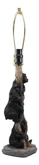 Forest Musketeers 3 Whimsical Black Bear Cubs Climbing Tree Table Lamp Statue