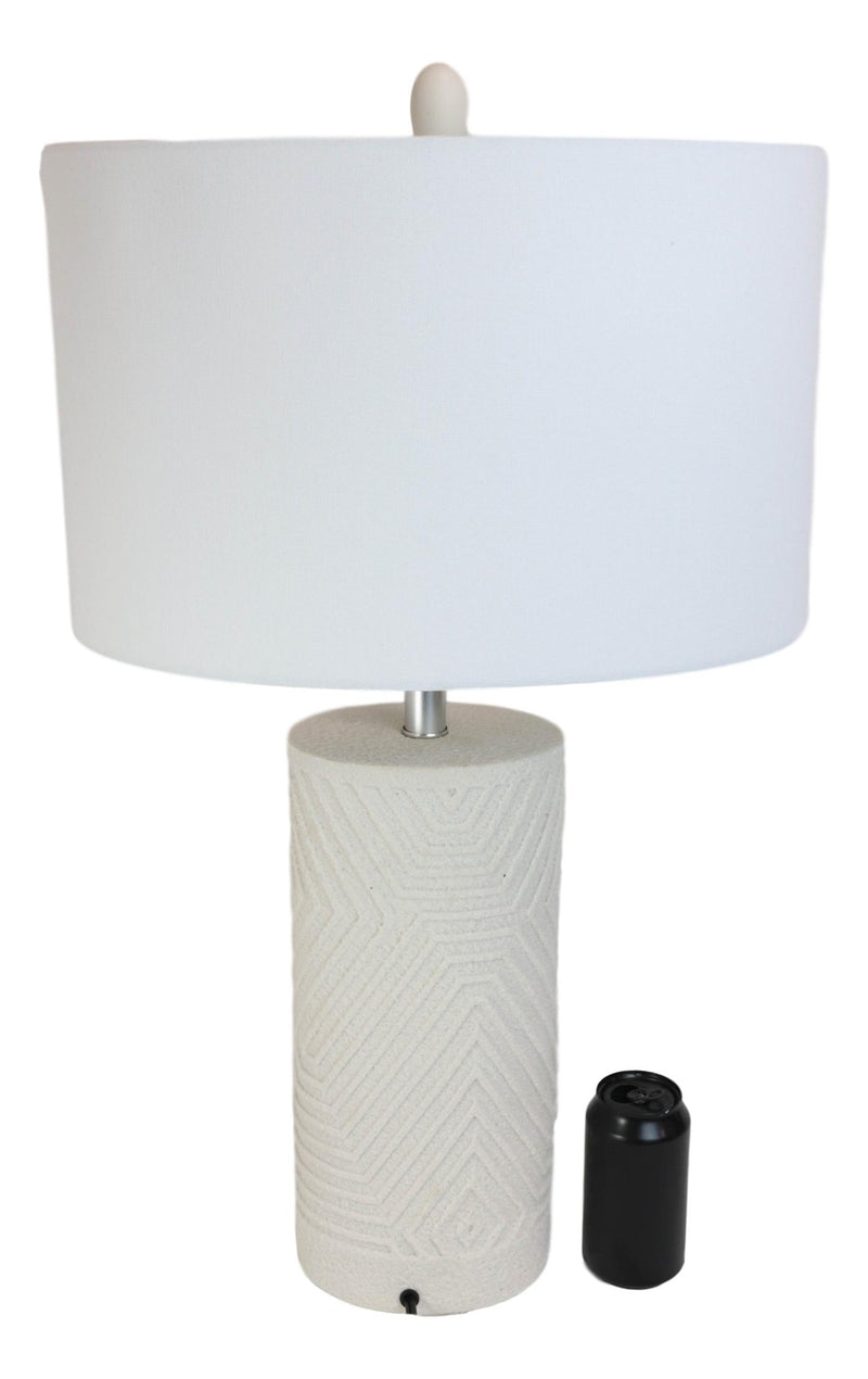 Contemporary Modern Elegant Linear Pattern Polystone Table Lamp With Shade