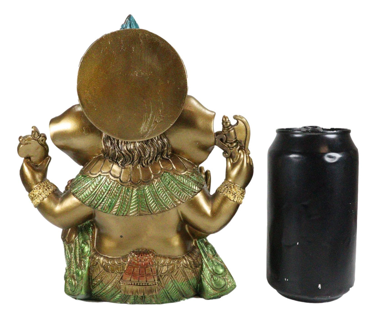 Seated Hindu God Ganesha Ganapati Holding Trident Axe and Modaka Bowl Figurine
