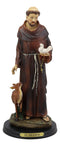 Ebros Gift Holy Catholic Saint Francis of Assisi with Dove and Deer Statue and Brass Name Plate 12.25" H Devoted Monk Patron of Animals & Environment Servant of Christ Altar Figurine Sculpture