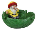 Gypsy Rasta Gnome Smoking Rolled Stash Sitting On Green Leaf Cigarette Ashtray