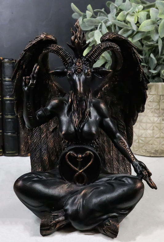 Pagan Occult Sabbatic Goat Idol Baphomet Sitting Meditation Figurine 8"H - Ebros Gift