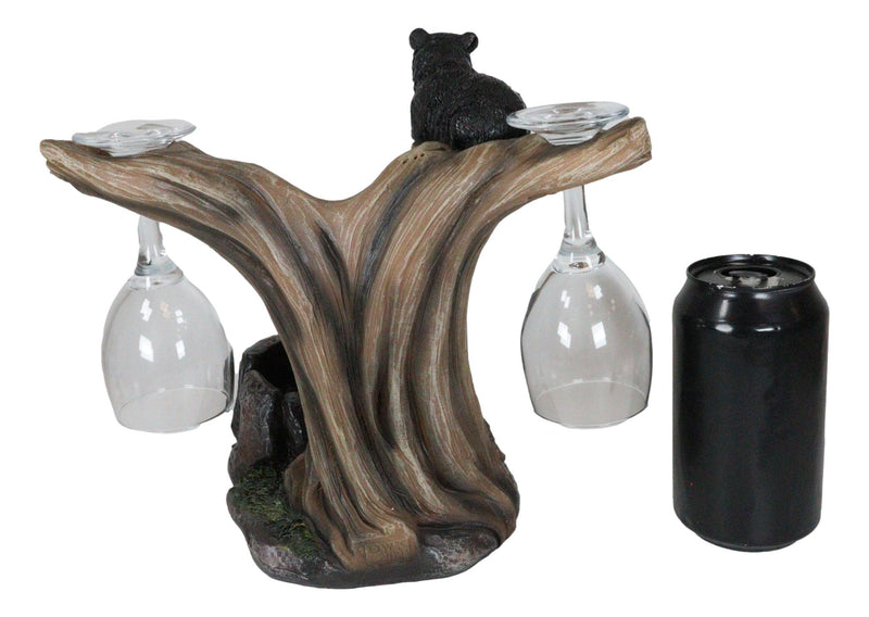 Ebros Gift 10" Tall Climbing Black Bear Liquor Wine Glasses and Bottle Valet Holder Decorative Figurine