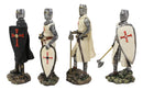 Set of 4 Medieval Templar Crusader Knights With Tunic Sword Axe Shield Figurines