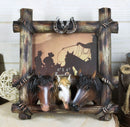 Country Rustic Triple Horses Lucky Horseshoes Faux Barnwood Picture Frame 4"X6"