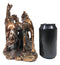 Large 17"L Rustic Western Wild And Free 4 Running Horses Bronzed Resin Statue